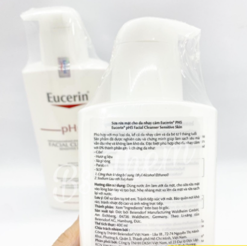 Sữa rửa mặt Eucerin PH5 với bảng thành phần lành tính